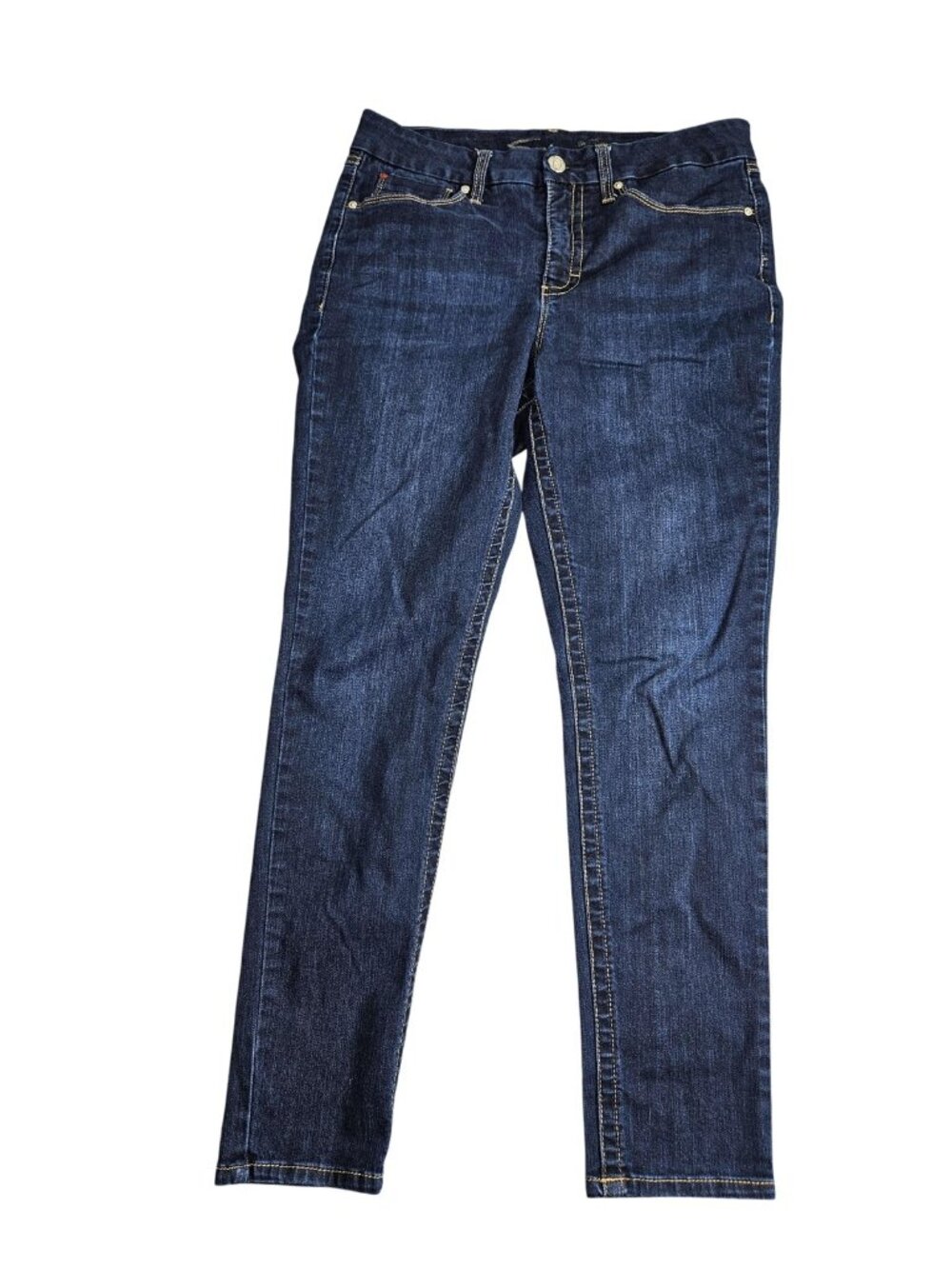 Seven7 Skinny Tummyless Jeans Womens 12 Blue Dark Wash High Rise Stretch Denim